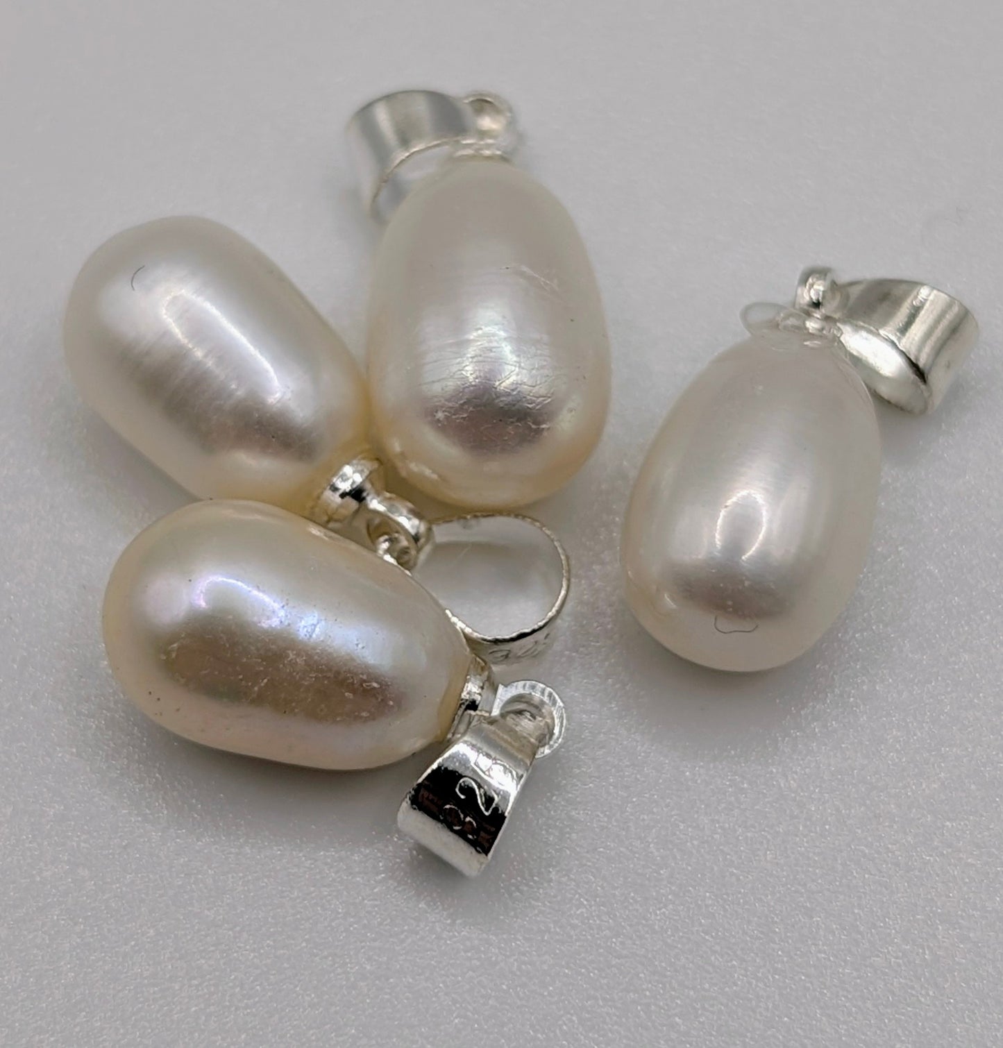 Lavender, peach and white large pearl drop necklace