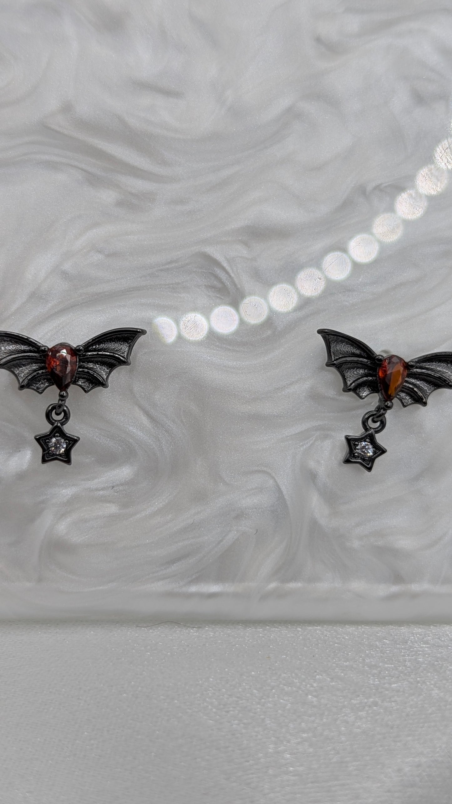 Sterling silver Black bat earrings