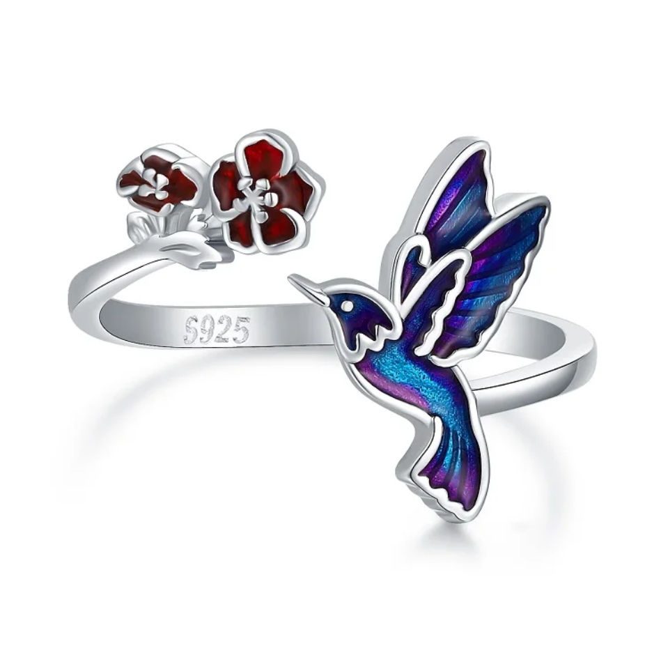 Sterling silver Remembrance hummingbird ring