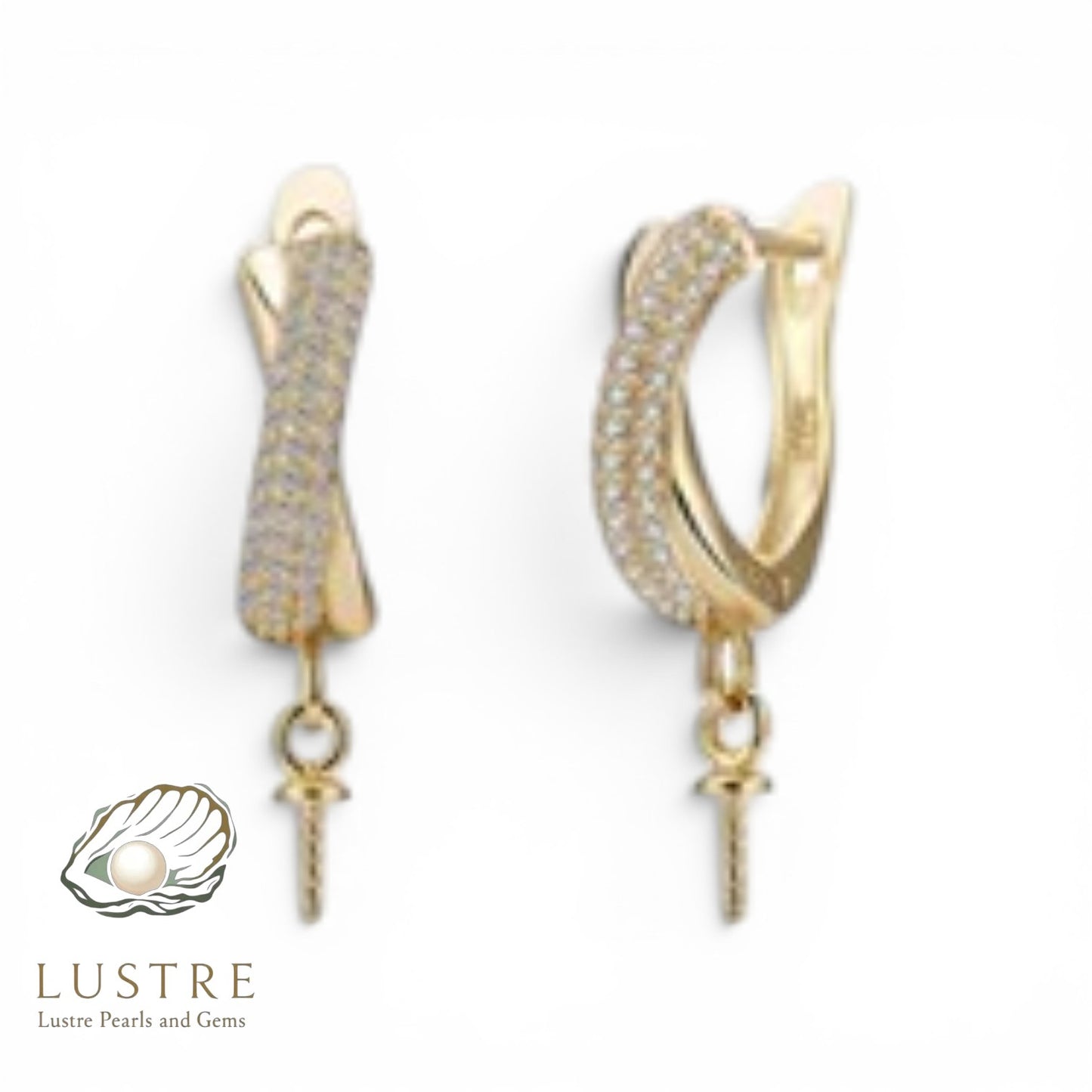 Gold cz cross hoop earrings