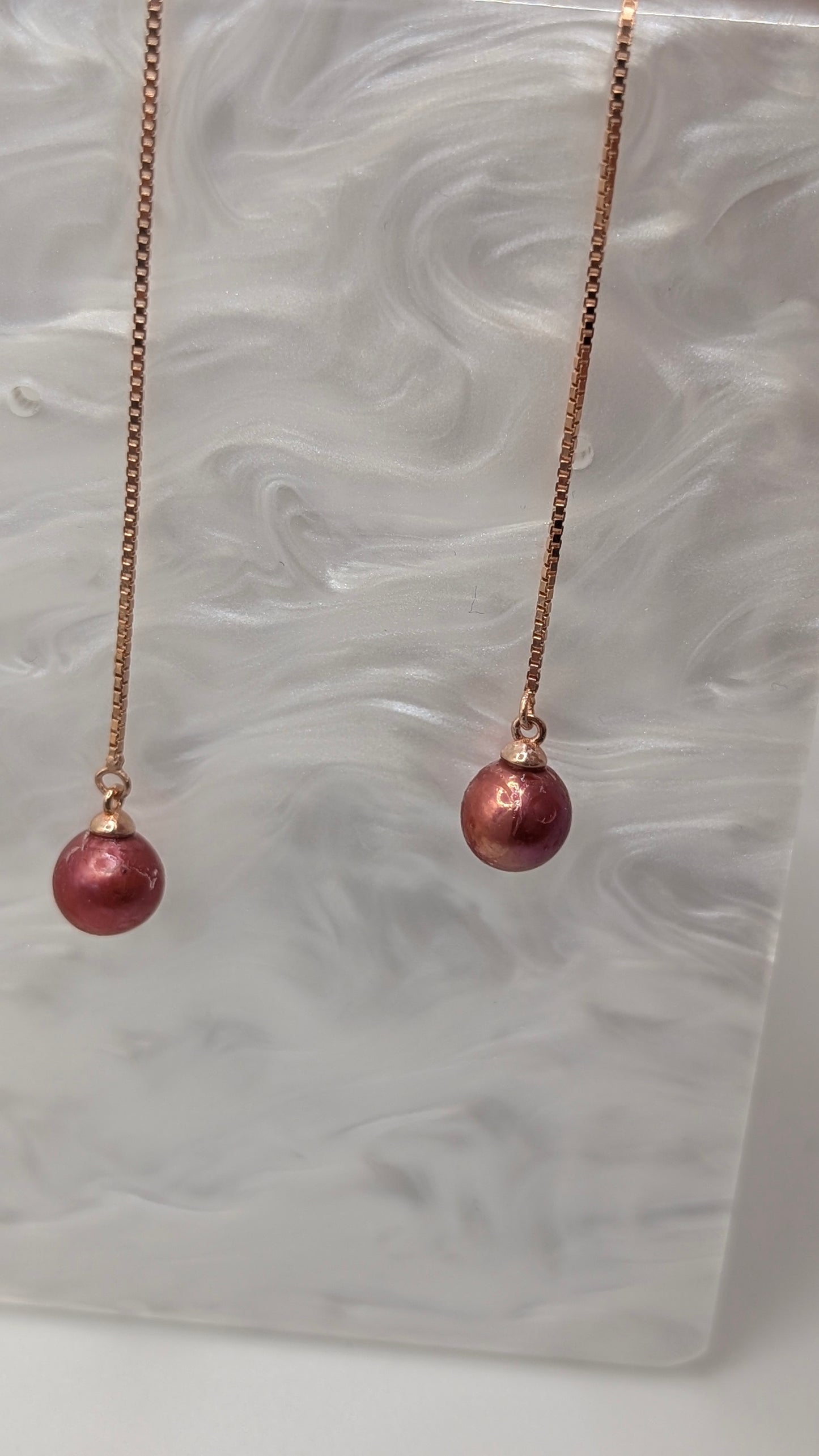 Rose gold thread earrings